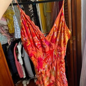 Y2K Majick orange floral maxi dress